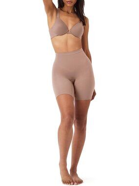 Spanx Women's Cafe Lait Sculpt Power Series Mid Thigh Short Body Shapewear